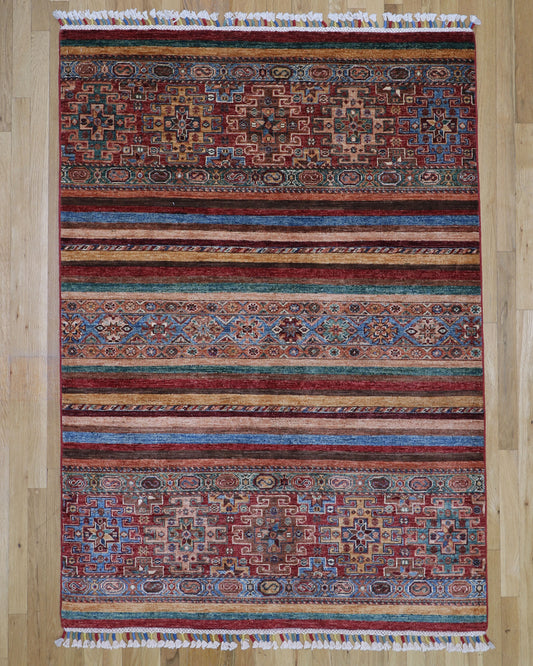 Fine Tribal 4'3 x 6' Hand Knotted Wool Rug Pakistani