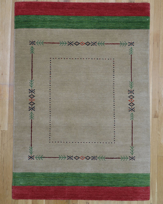 Fine Gabbeh 4' x 5'9 Hand Knotted Wool Rug Cotton Foundation India