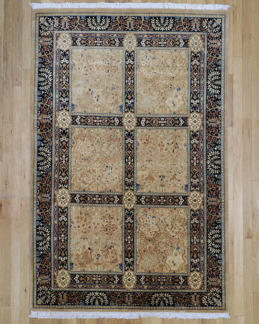 Very Fine Tabrize 4' x 6'2 Hand Knotted Wool Rug Pakistan